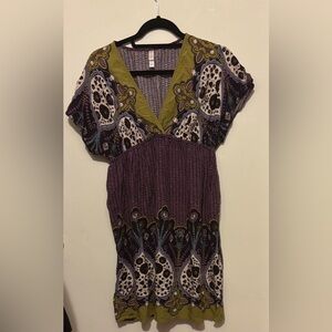 Xhilaration Purple and Green Midi Dress